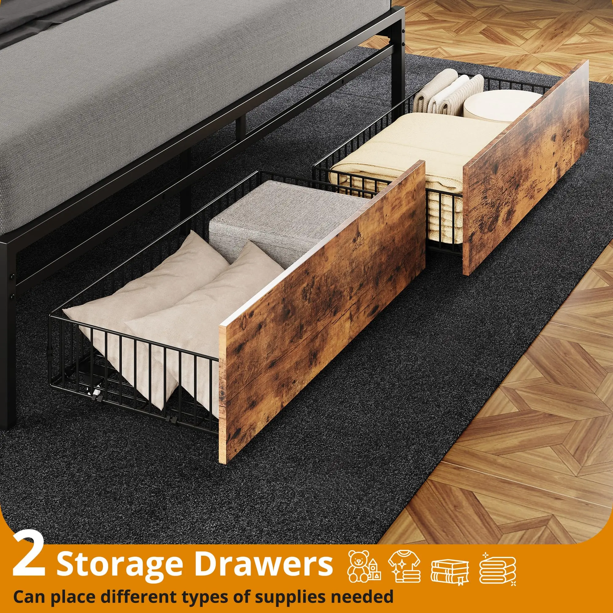 California King Bed Frame with Storage & USB 4