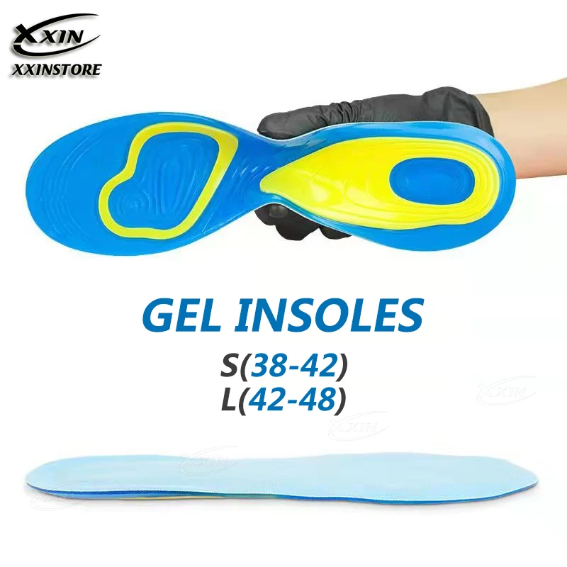 

【Xxin】Men and Women Silica Gel Shoe Pad Gel Insoles Men Women Sport Running Insole Soft Arch Support Shoe Pad Size 38-48