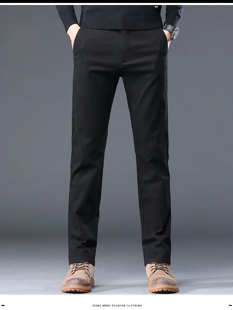 98% Baumwolle Herbst Neue männer Business Casual Hosen Keine-eisen Gerade Elastische Mode Hosen Klassische Männliche Baggy Hosen 4 farben – Detail 4