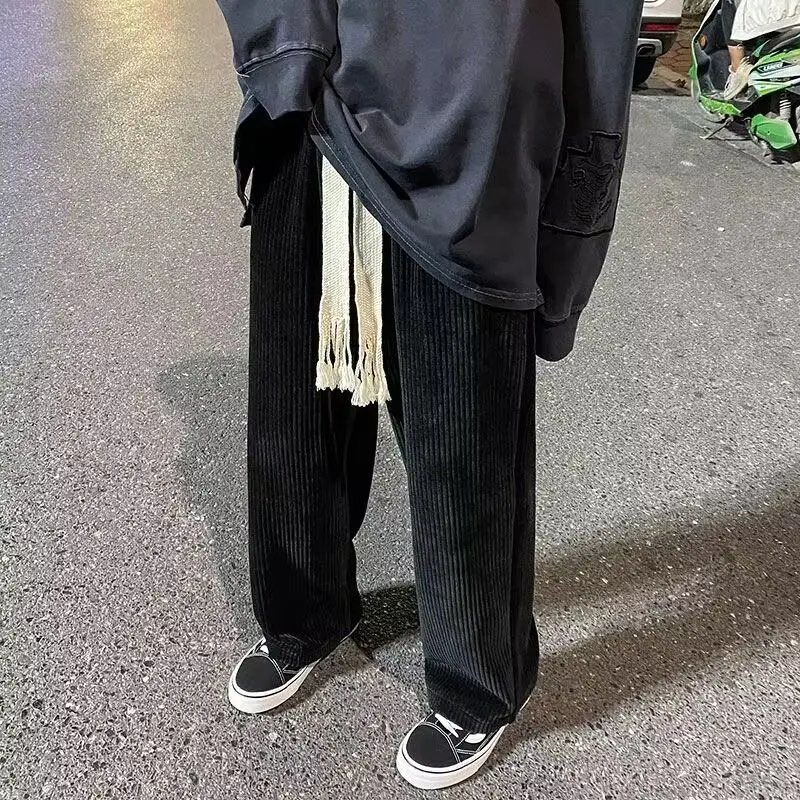 Wide Leg Pants Men Autumn Winter Thickened Corduroy Loose Draping Korean Version Casual Comfort Versatile Pants