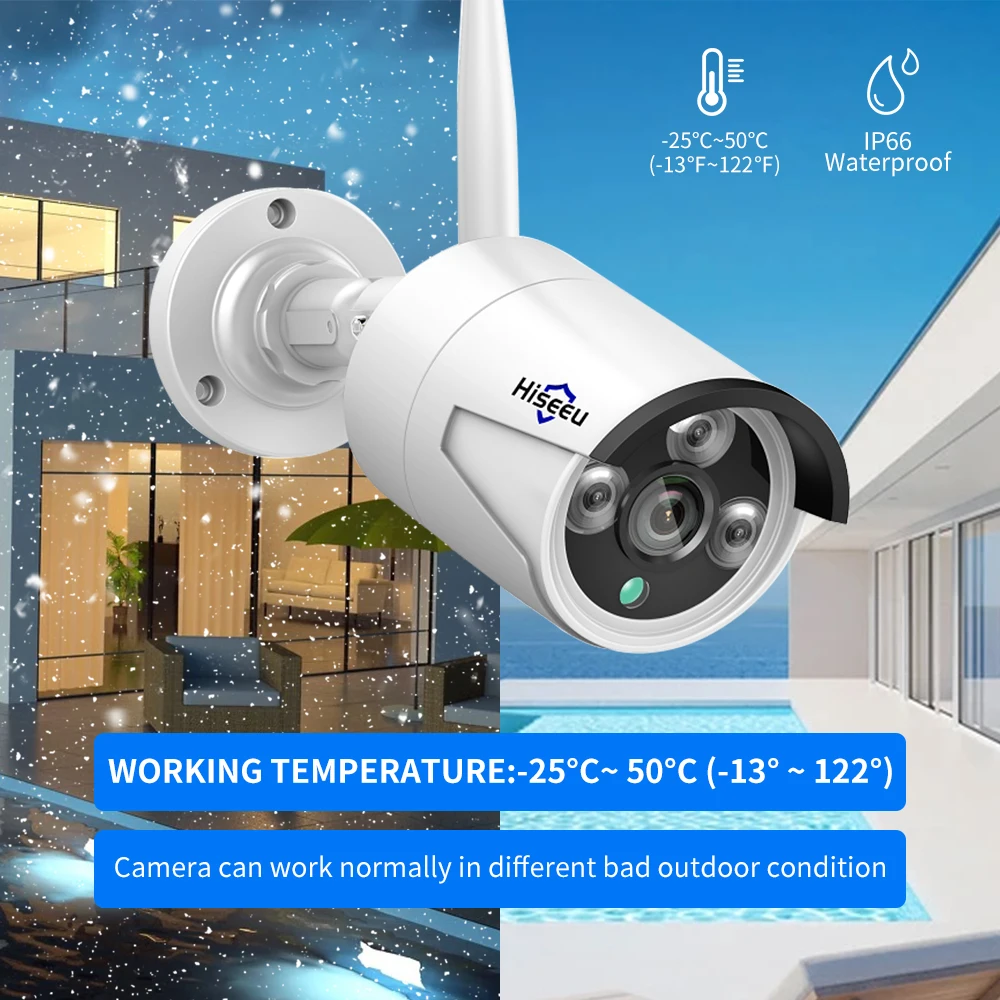Hiseeu 5MP WiFi CCTV Camera Security System IR Night Vision Bullet Camera Set 10CH NVR Wireless CCTV Surveillance System