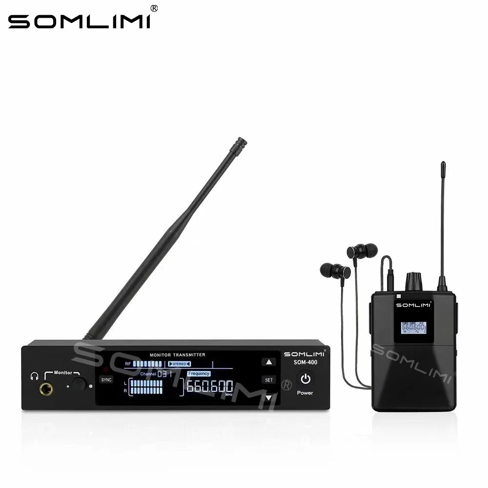 Wireless In Ear Monitor SOMLIMI SOM-400 Professional In Ear Wireless Monitoring System LED Display Can Be Manually And Automatically Tuned Accompaniment
