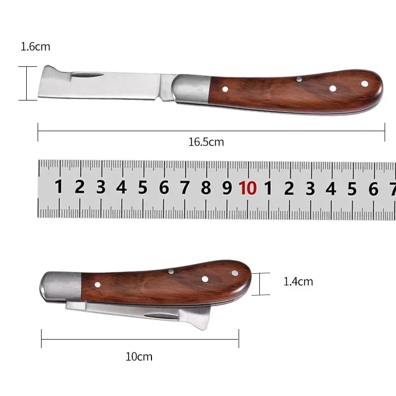 Folding Grafting Knife Grafting Tools Grafting Pruning Knife Professional Garden fruit tree Grafting Cutter Wooden Handle Knife 4