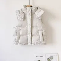 Lemon Wunder Puff Winter New Style Vertical Collar Down Jacket Vest Women's Short Commuting Casual Detachable Hooded Warm Jacket 1
