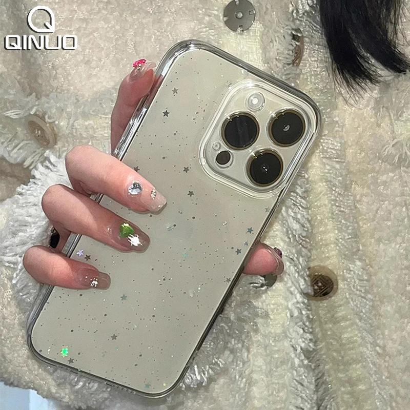 Bling Star Sequins Transparent Glitter Powder Sparkle Soft TPU Phone Case