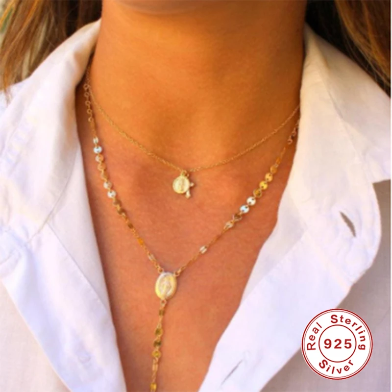 Wedity Collana Croce Con Perla – Gioiello Semplice A Strati – Argento – Regalo Significativo - 4