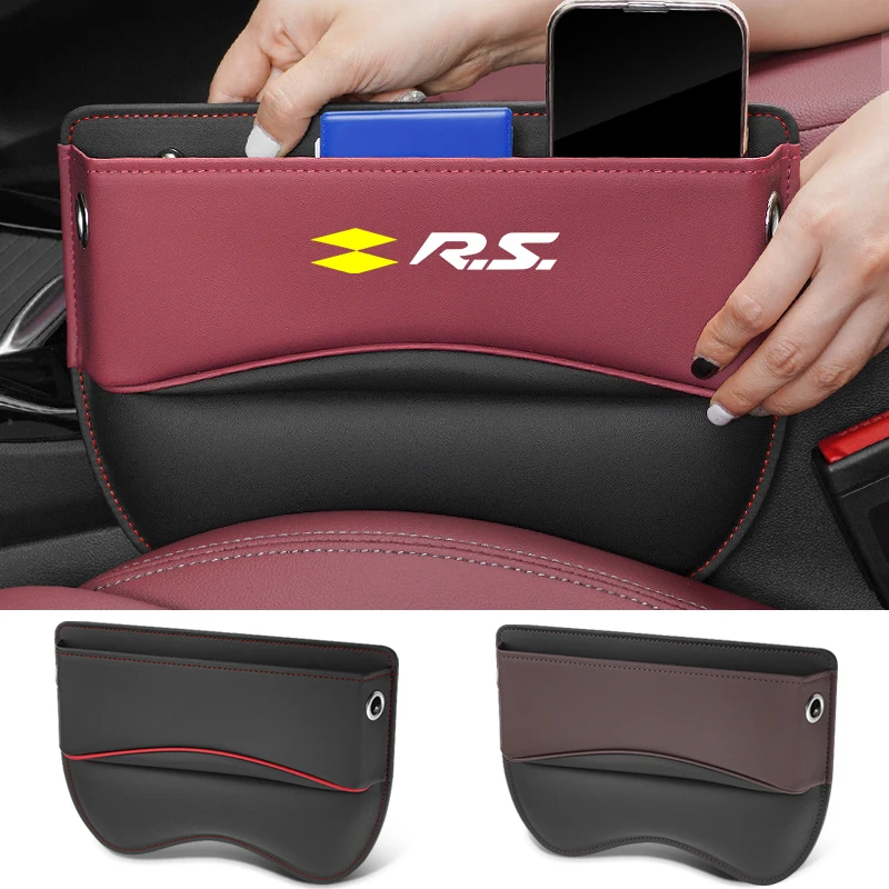 

Car Storage And Finishing Leather Seat Gap Storage Box For Renault RS Auto Interior Chair Sewn Leather Storage Box Accessories