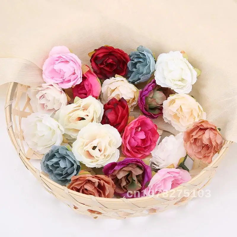 

10 Artificial Flowers Head Silk Peony Fake Flowers For Home Room Wedding Decoration DIY Wreath Gift Scrapbooking Craft - 4cm PCs