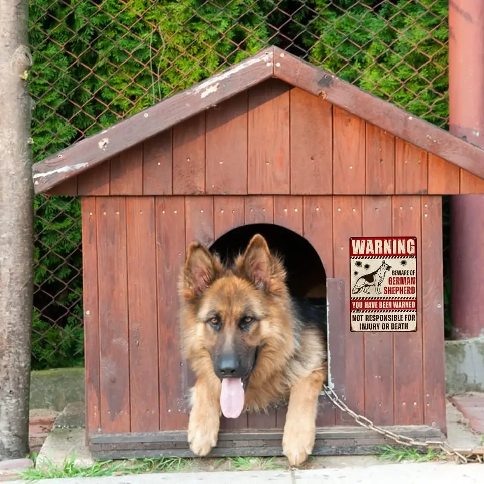 Duits Herder Waarschuwingsbord, Pas Op Voor Hondenbord Aluminium Roestvrij  9 \, image size:960x960