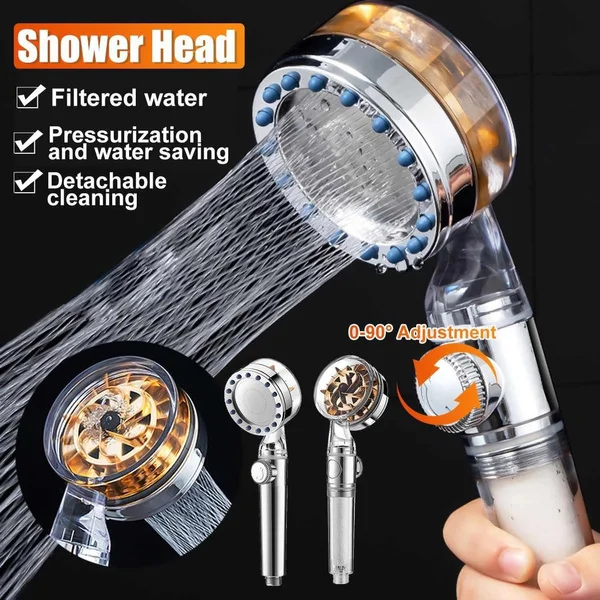 Turbocharged Turbo Fan Shower Head Double Filter High Pressure Onekey
