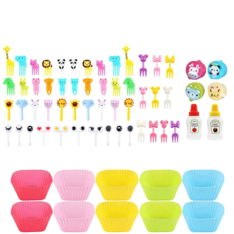 Cute Animal Snack Forks & Silicone Dividers Set for Kids