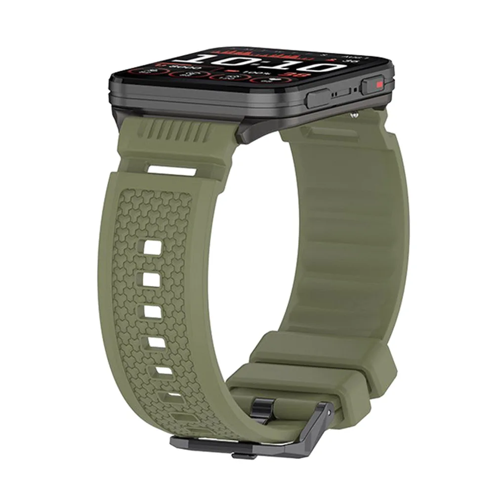 Textured Surface Black Buckle Silicone Watchband Strap