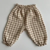 Muslin Cotton Newborn Infant Baby Boys Girls Loose Pants Casual Lantern Pants Full Pants 6