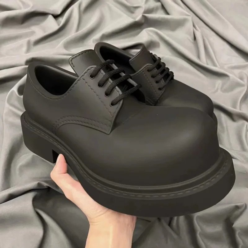 New Platform Leather Shoes Women Loafers Fashion Round Toe