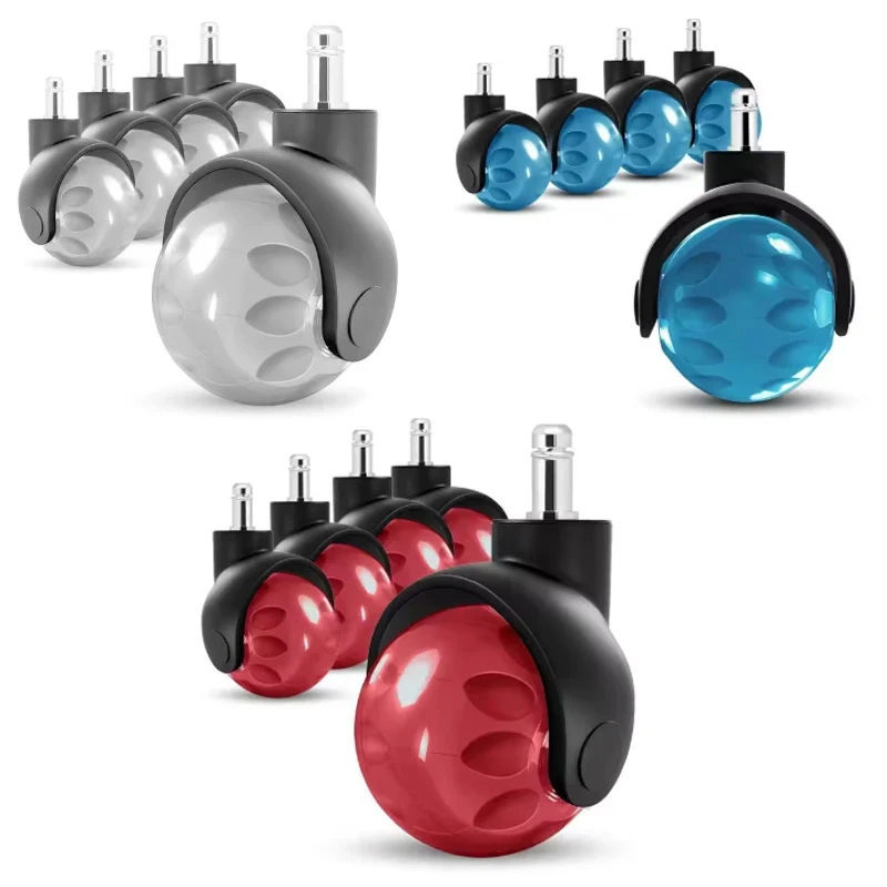 (5 Packs) 2 Inch Office Chair Casters Ball Type Nylon PU Wheels M11 Screw Insert General Furniture Caster Wheels