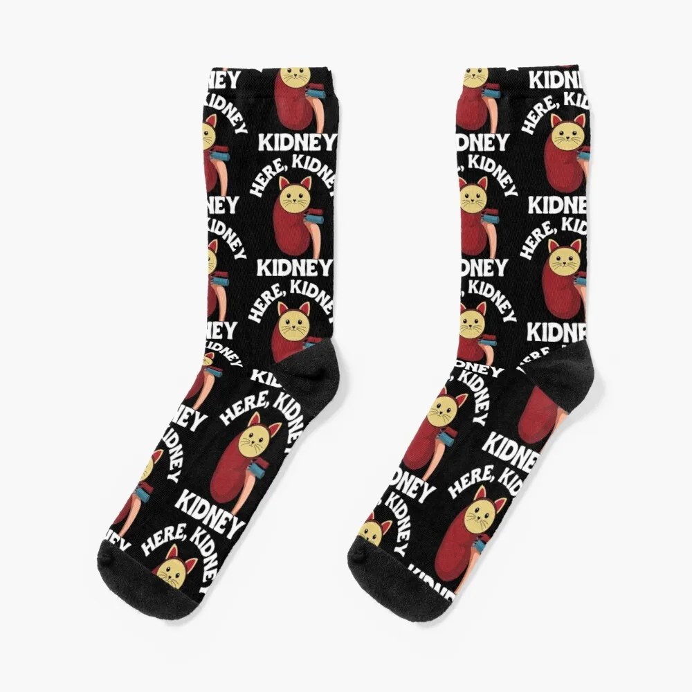 Funny Kidney Donor Or Transplant Here Kidney, Kidney Cat Pun Kidney Cancer Awareness Socks Mens Fashion Black Socks