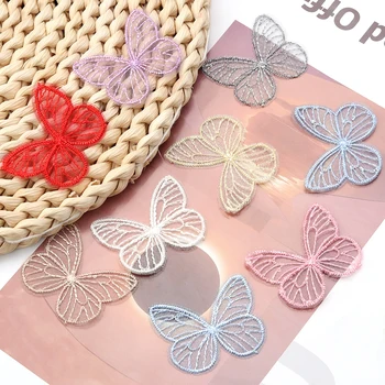 20Pcs Embroidery Fabric Butterfly Flowers 3