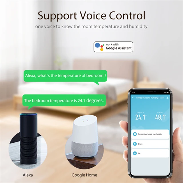 Tuya Homekit Zigbee Temperature And Humidity Sensor Battery USB Dual Powered Smart Home Scene Linkage Alexa Google Smart Life 6