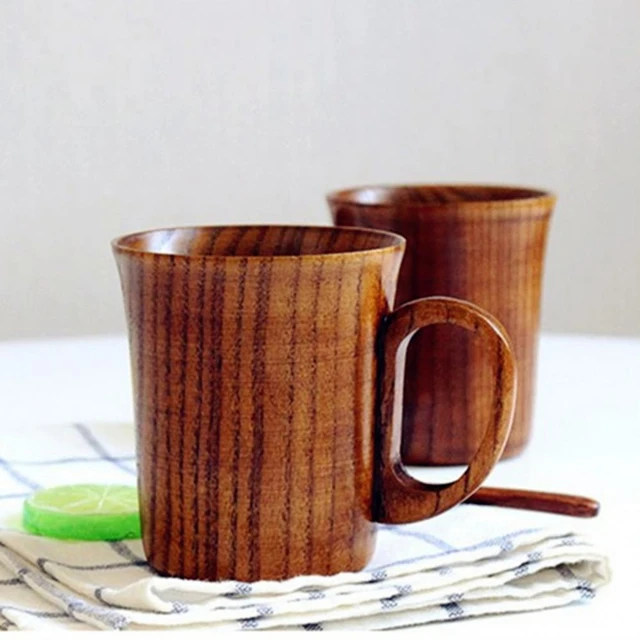 Wooden Mug Natural Wood Coffee Mug Tea Cup Retro Wooden Cups for Coffee  Milk Office Water Cup Beer Mug Gifts Drinkware