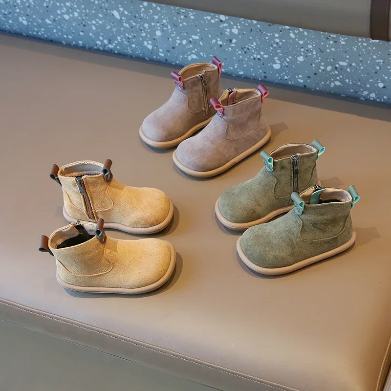 Children Boots Children Boots Autumn Winter Kids Warm Fur Shoes Vintage Style Toddler Boys Girls Soft PU Leather Ankle Boots