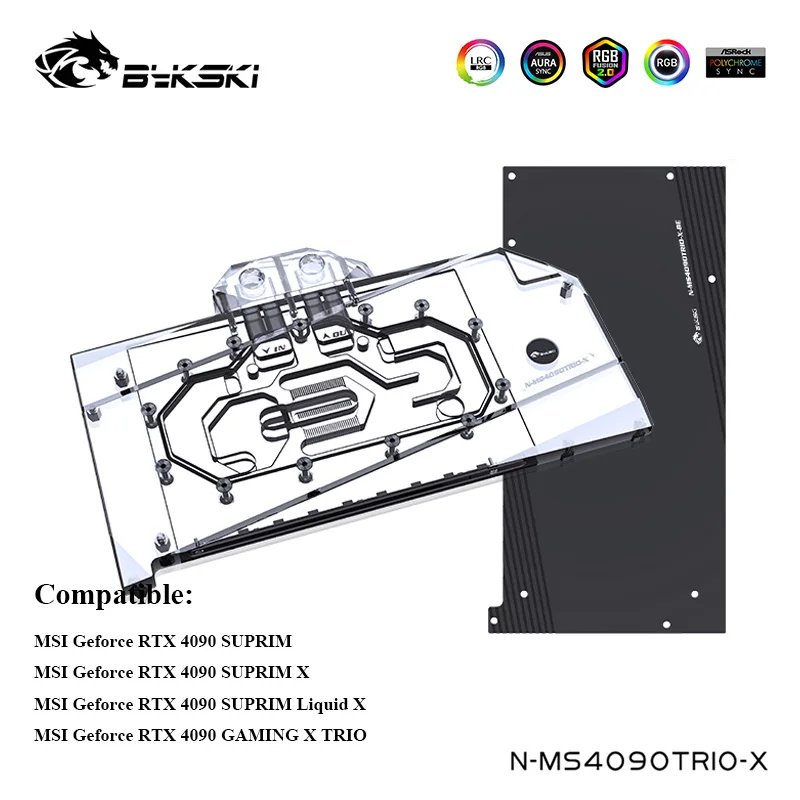 Bykski Water Cooler Per Msi Geforce Rtx 4090 Gaming X Trio/Suprim (Liquido) X Blocco Di Raffreddamento, Con Piastra Posteriore, N-Ms4090Trio-X