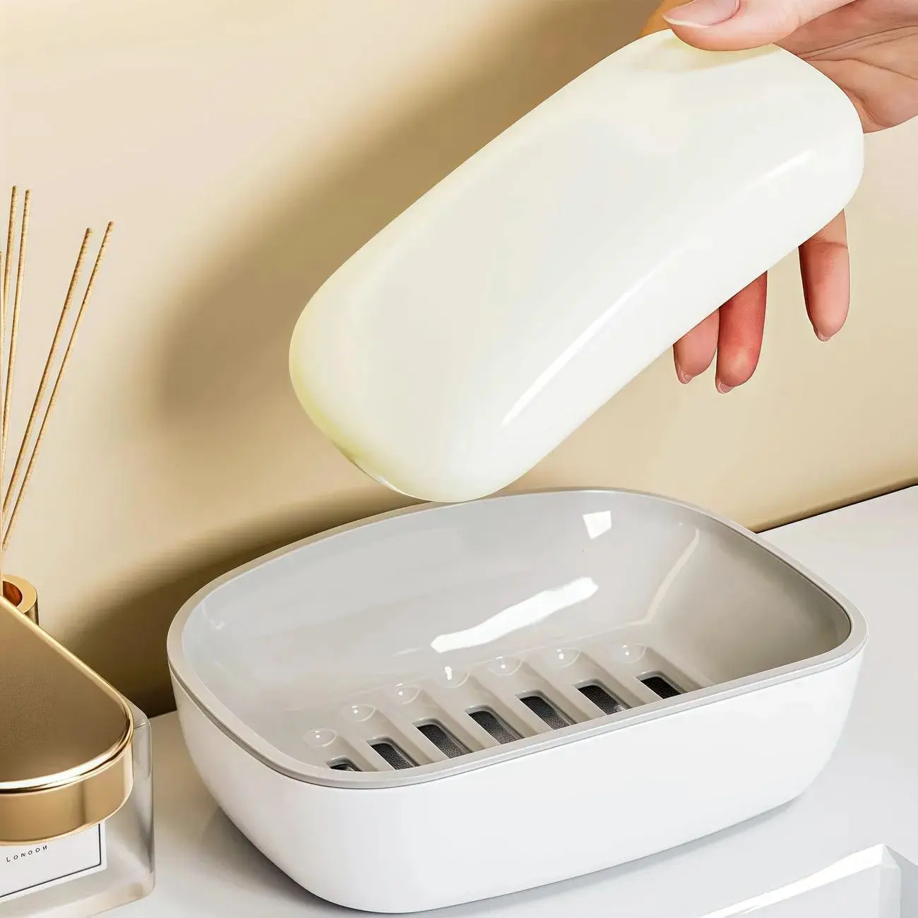 Double Layer Drain Soap Box Easy To Clean Keep Soap Dry Non Slip Bottom Household Bathroom Drain Storage Rack Soap Dish Holder