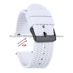 Premium Soft Silicone Quick Release Watch Band - Versatile Rubber Strap in Multiple Sizes - 22mm (White - Black)