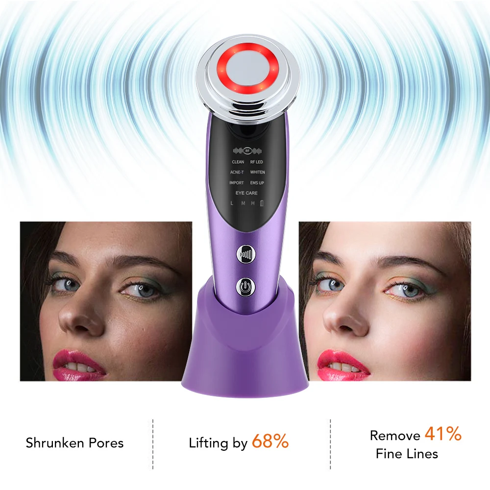 7in1 Anti-Aging EMS LED Device Facial&Neck Firming Massager for Skin Rejuvenation,Reducing Fine Lines&Wrinkles,Beauty Care Tool