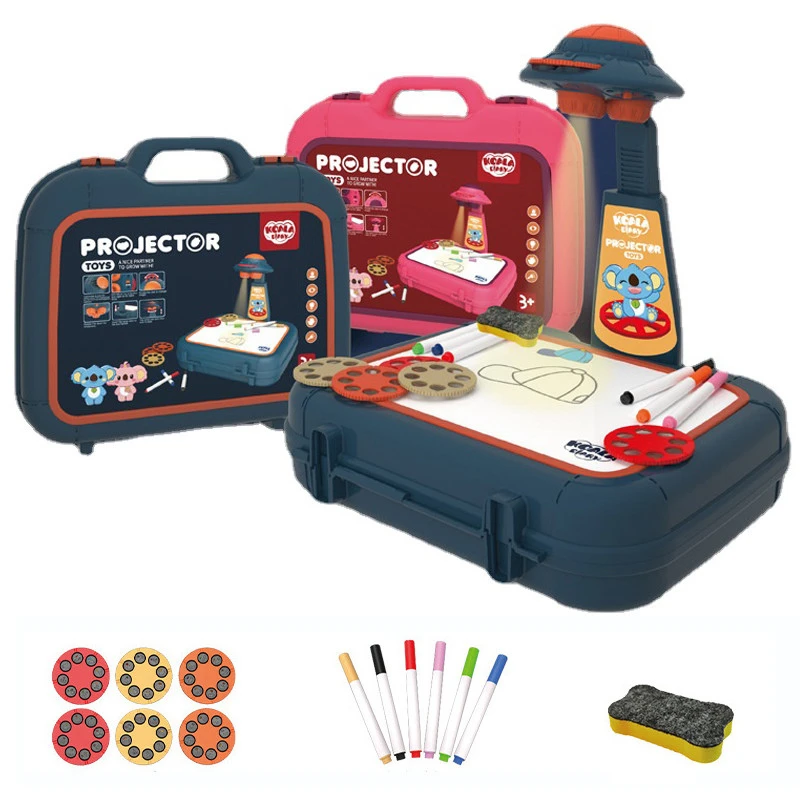 

Led Projection Drawing Suitcase Toy Set Art Painting Board Table Light Toy Educational Learning Paint Tools Toys For Kids