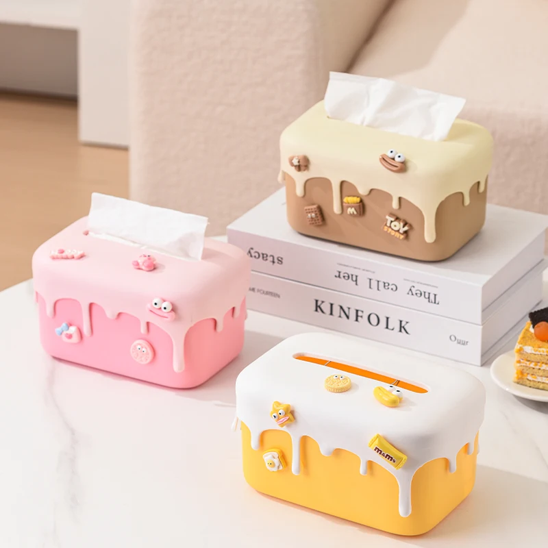UFORU Cream cake tissue box living room high-grade light luxury art exquisite creative table storage paper box 6