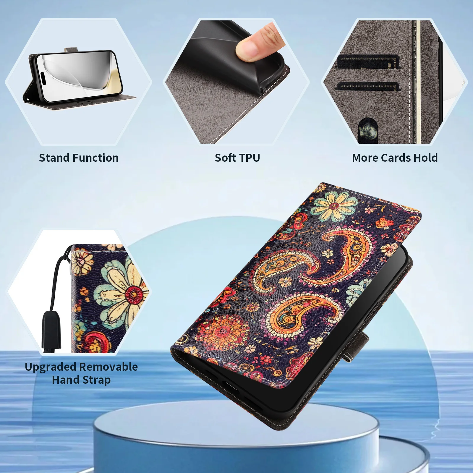 Elegant Leather Flip Wallet Phone Case with Book-Style Cover
