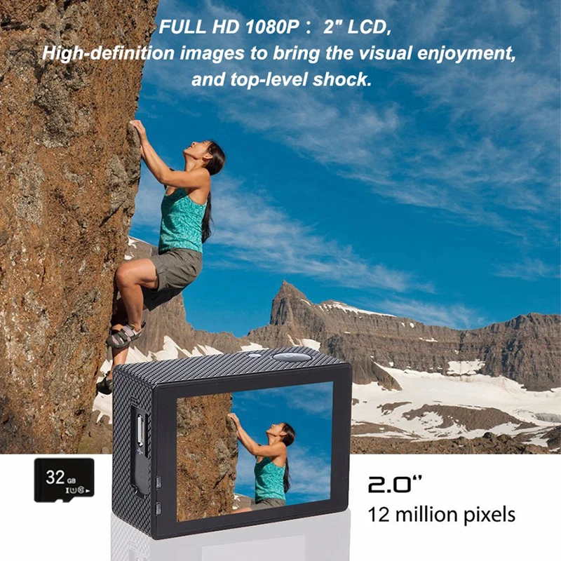 Mini Action camera UHD diving recorder cycle record waterproof helmet record wide Angle underwater outdoor sports camera