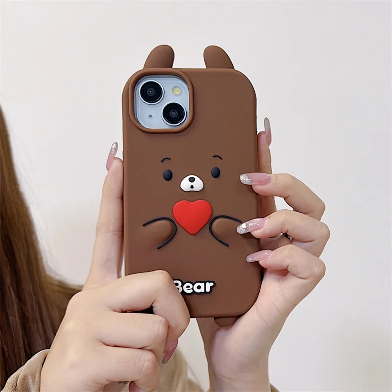 3D Cute Bear Cartoon Shockproof Soft Silicone Phone Case