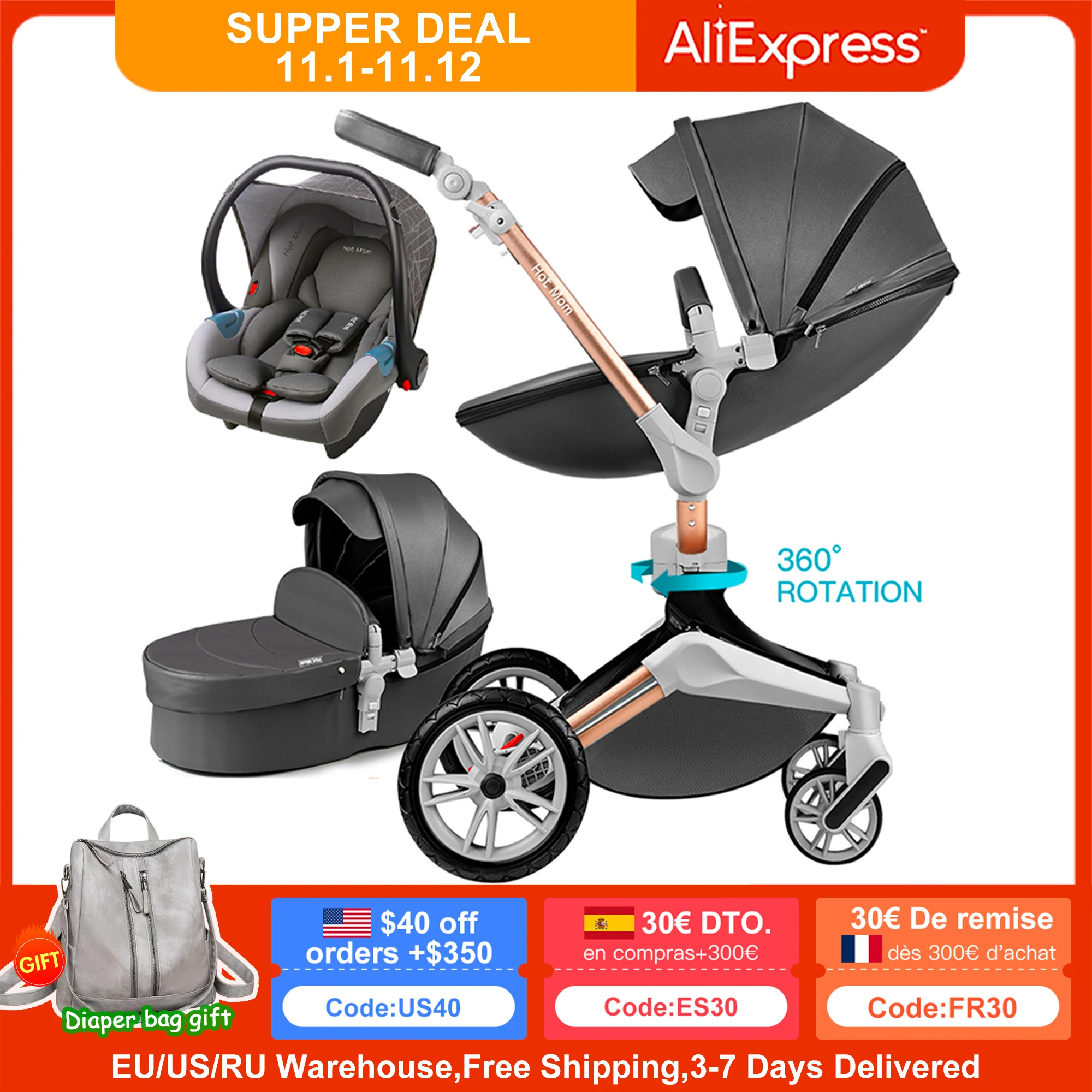 Rotation Hot Mom Stroller Car Seat Adapter Hot Mom Pushchair Car