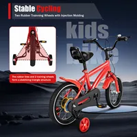 Vélo d'apprentissage rouge pour enfants de 14 pouces, vélo pour enfants avec 2 roues d'apprentissage réglables, vélo d'exercice pour enfants 6