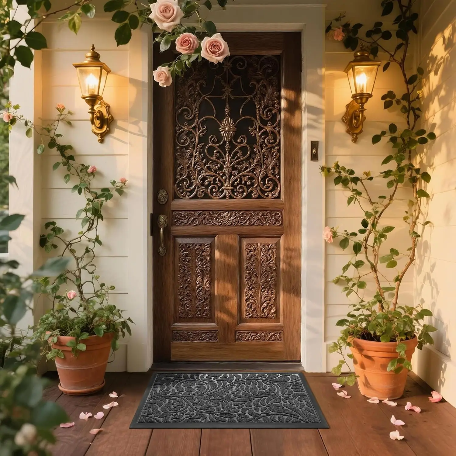 Weatherproof Outdoor Welcome Mat Decorative Front Door Rug Entryway Floor Carpet