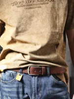 Retro Casual Cowhide Genuine Leather Men's Pin Buckle Belt With Gift Box, Student Belt, Simple Classic Belt - Image 2