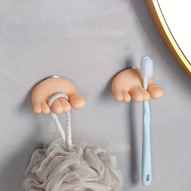 2Pcs Multifunctional Suction Cup Toothbrush Holder Funny Bathroom Decoration Storage Rack Small Clip toothbrush holder