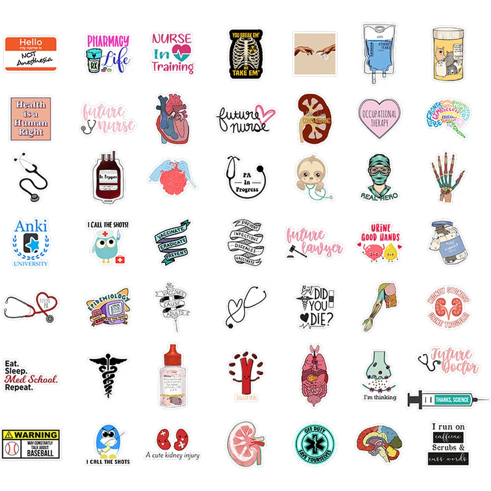50 Pack Nurse's Health Stickers Doctor for Skateboard Motorcycle Stickers. 