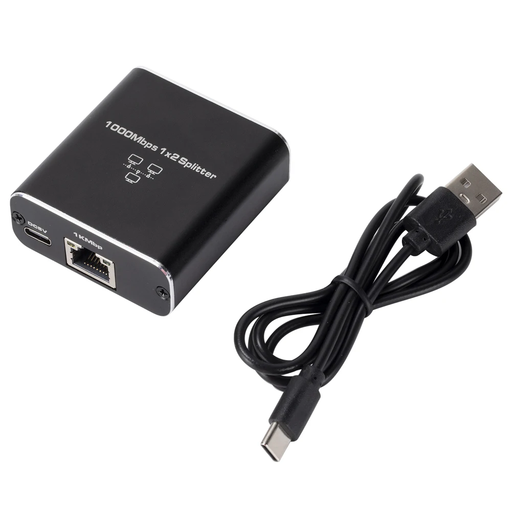 1 in 2 Gigabit Ethernet Switch Splitter Network Cable Selector USB Mini Network Switch 1000Mbps Internet Splitter for PC Laptop