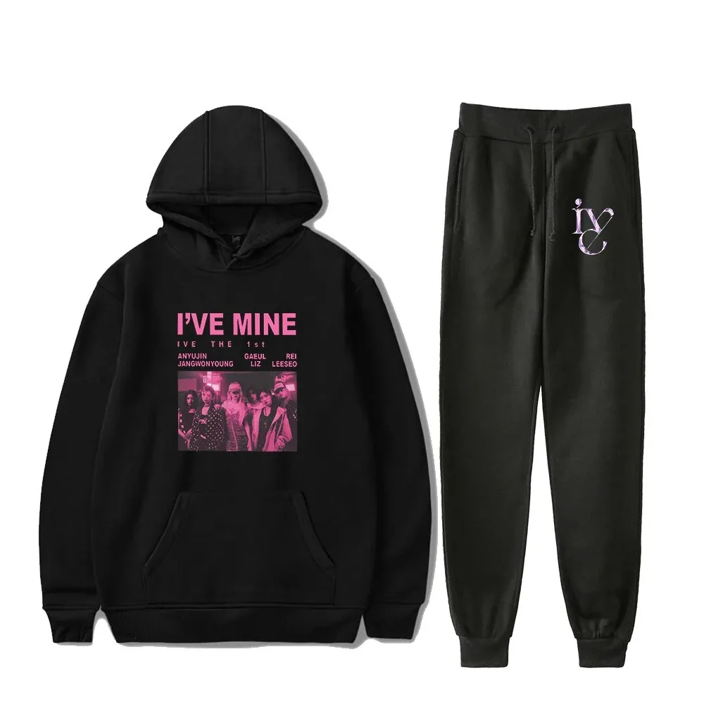 

Kpop IVE I'VE MINE Album Hoodie e calças Jogger para homens e mulheres, conjunto de moletons e moletons, 1st World Tour, 2024