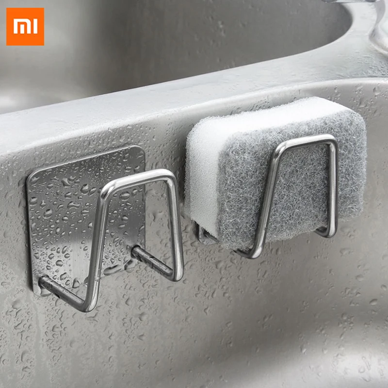 

Xiaomi Youpin 2 шт. кухонные губки для раковины из нержавеющей стали самоклеящаяся сушилка для слива Настенные Крючки Аксессуары для хранения