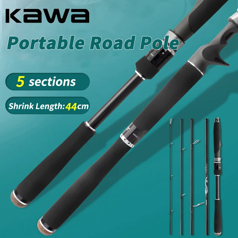 Kawa New Fishing Rod Middle Hard 1.98m Shrink Length 44cm 5 Sections 140g With Original Box Portable Fuji A Ring  EVA Handle