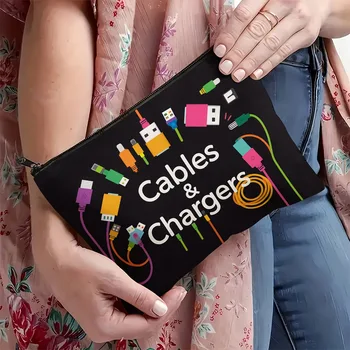 Borsa per cosmetici da viaggio Borsa per cosmetici portatile Borse da donna Borsa per riporre cavi dati con cerniera di grande capacità