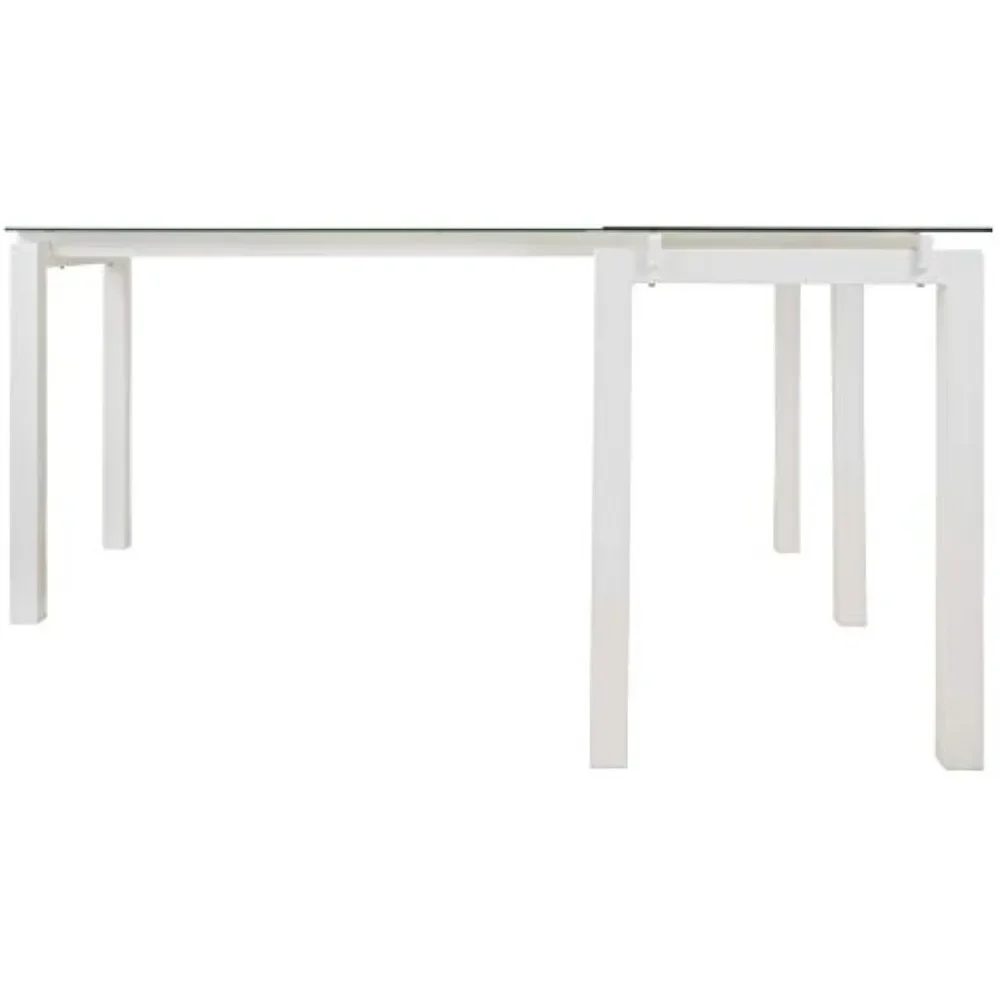 Baraga Contemporary Glass L-Shaped Home Office Desk, White 4