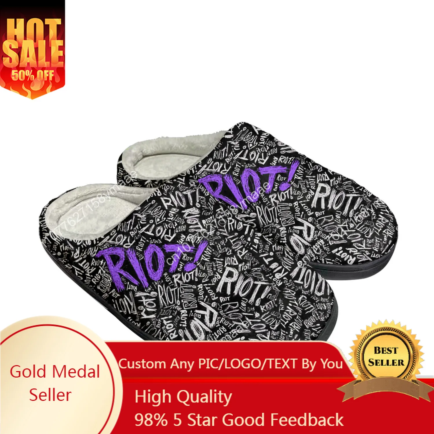 Paramore Band Home Cotton Slippers Mens Womens Plush Bedroom Casual Riot Keep Warm Shoes Thermal Indoor Slipper Customized Shoe