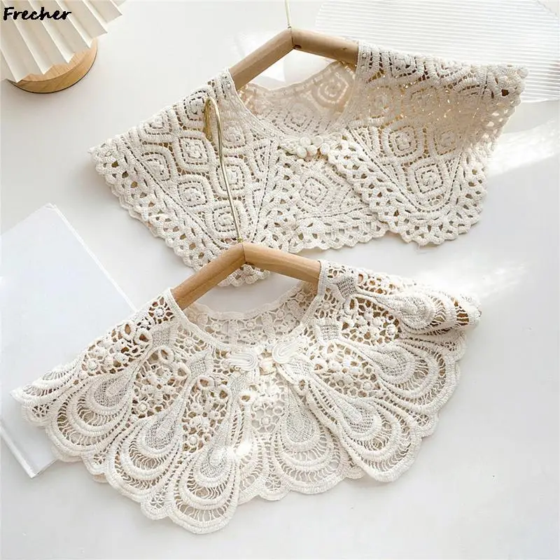 

DIY Shirt Detachable Lapel Ladies Top Collars Elegant Women Fake Collar White Removable Clothes Accessory Hollow Design Decor