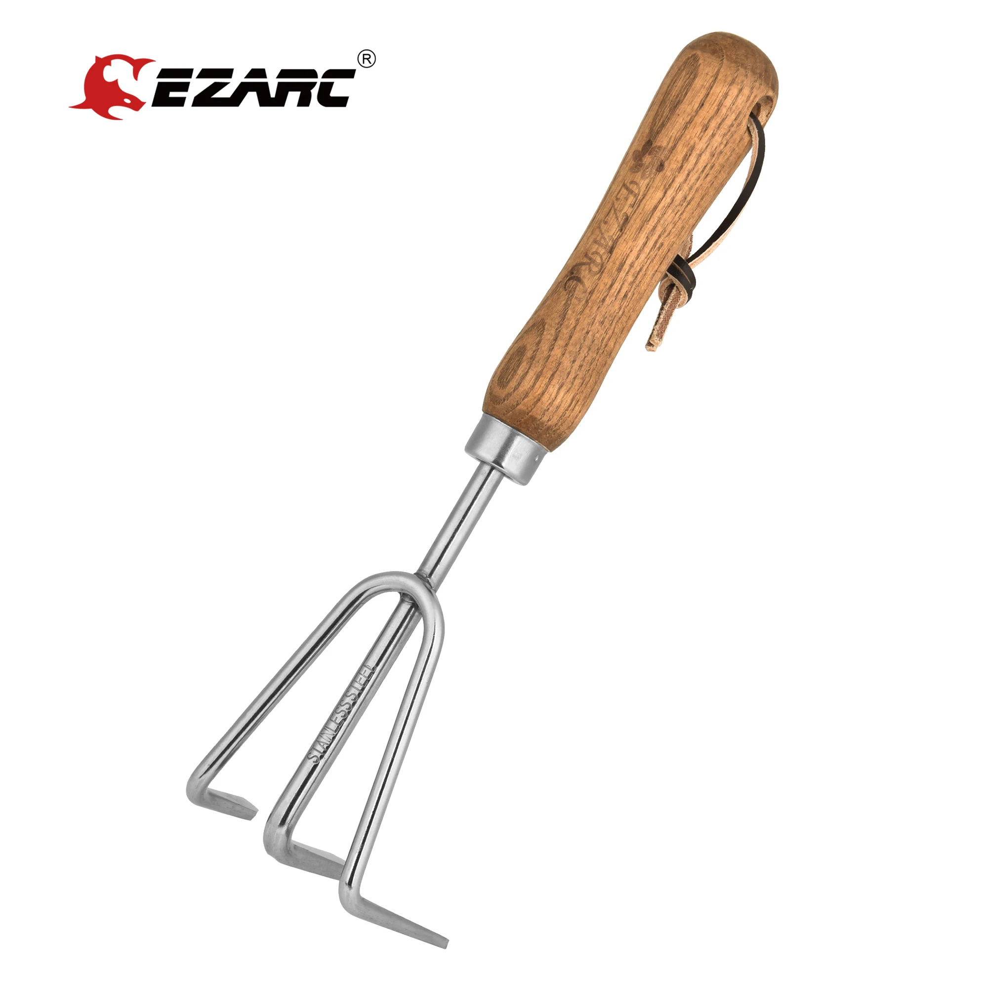 EZARC Garden Hand Cultivator Hand Held Cultivator Heavy Duty Stainless Steel Garden Cultivator with Wood Handle for looseing gasoline tiller cultivator
