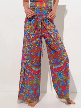 Women Mesh Ruffle Trim Cover Up Pants Beach Cover Up Cover Ups For Swimwear Beach Ruffle Pants 2026 Summer Pants Купальник 1
