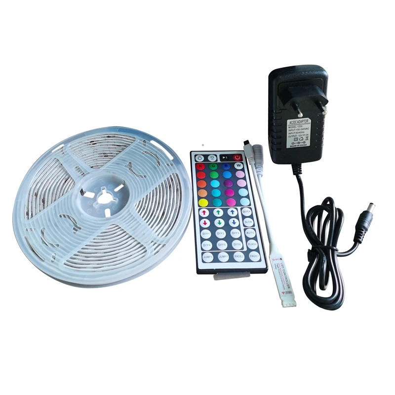 

16.4 фута/5 м Светодиодная лента 300 светодиодов 3528 Smd Rgb Меняющие цвет ИК 44 клавиши дистанционное не водонепроницаемое DC 12V EU вилка